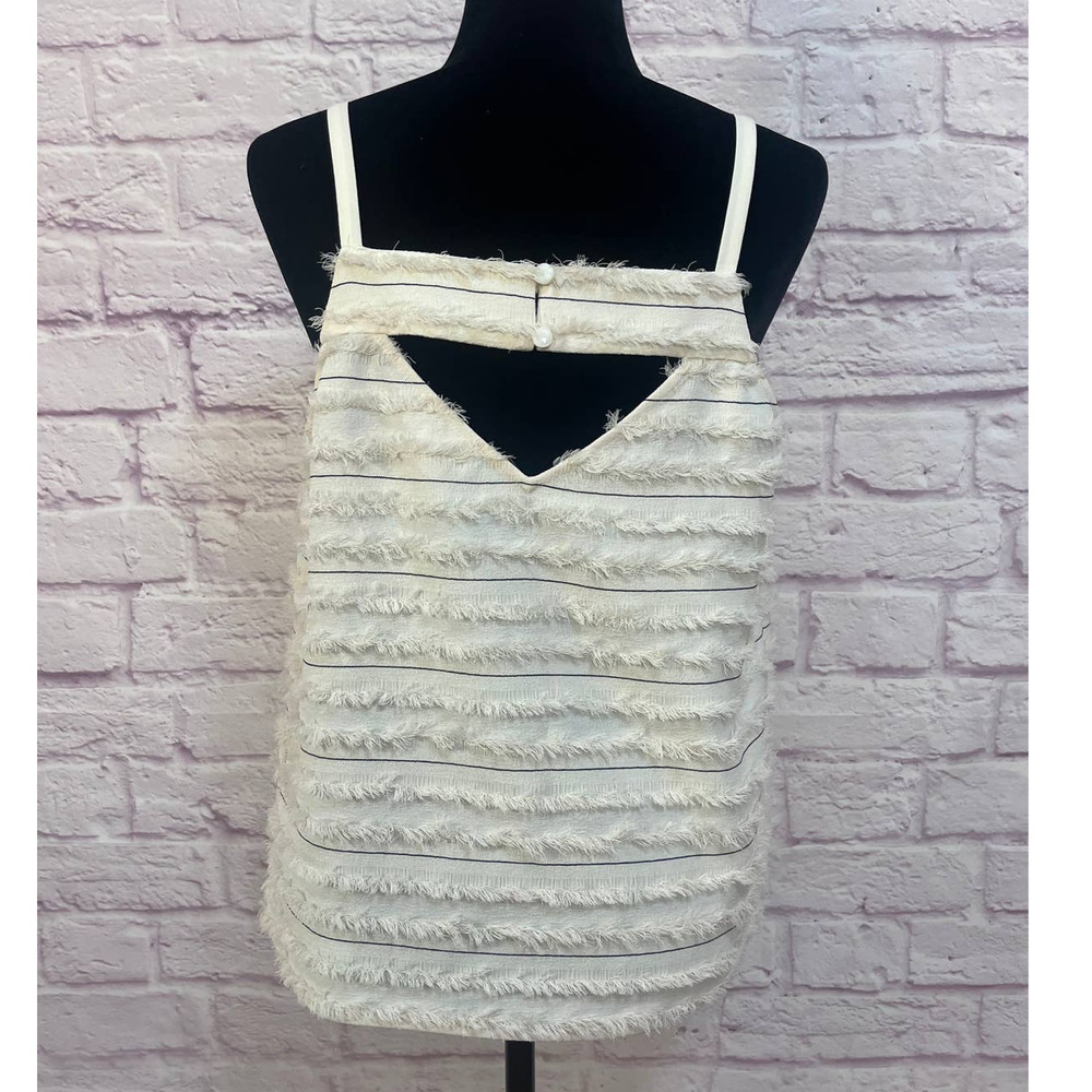 Anthropologie Maeve Cream Sleeveless Eyelash Blouse Size 12 - Picture 4 of 9